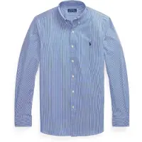 Ralph Lauren para homem. 710928254007 Camisa de popelina elástica azul de corte justo (L), Casual, Algodão, Clássico, Manga comprida