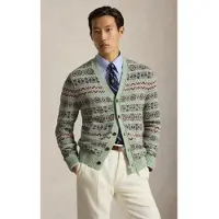Ralph Lauren para homem. 710B17549001 Cardigã Fair Isle de linho e algodão verde (XXL), Casual