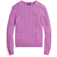 Ralph Lauren para mulher. 211971869511 Suéter de algodão em ponto de tranças rosa (S), Casual, Manga comprida