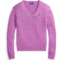 Ralph Lauren para mulher. 211971870513 Suéter de algodão em ponto de tranças rosa (XS), Casual, Manga comprida