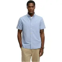 Superdry para homem. M4011101A Camisa oxford azul (L), Casual, Algodão, Manga curta