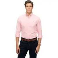 Superdry para homem. M4011037A Camisa Oxford L/S clássica cor-de-rosa (L), Algodão, Clássico, Manga comprida