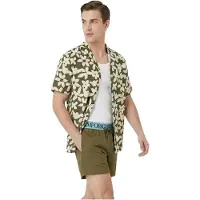Emporio Armani para homem. EM000593_AF20443 Camisa verde flor (M), Casual, Algodão, Manga curta
