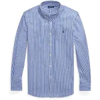 Ralph Lauren para homem. 710928254008 Camisa de popelina elástica azul de corte justo (XS), Casual, Algodão, Clássico, Manga comprida