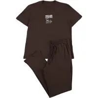 Trendyol Pijama comprido castanho / branco