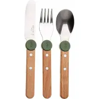 Opinel Le Petit Gourmet 3258 Olive Green, conjunto de talheres para crianças de 3 peças