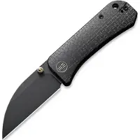 We Knife Banter Wharncliffe, Black Burlap Micarta, Black SW