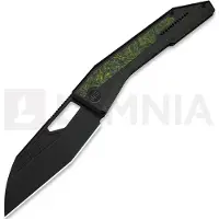We Knife Navalha Inceptus, Black Ti & Green/Black CF, Black Stonewash