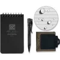 Rite in the rain Monsoon Pen Holster Kit PH2-KIT Olive, caderno, caneta, porta-canetas e porta-cartões bancários