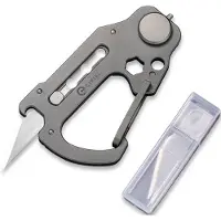 CIVIVI Polymorph Titanium Carabiner Keychain Multi-Tool, cinza