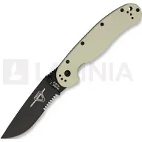Ontario Navalha RAT-1, desert tan/ black, lâmina serrilhada