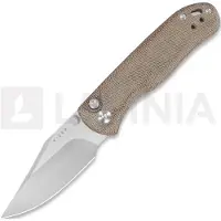 Kizer Cutlery Navalha Drop Bear 2 Button Lock, Brown Micarta, Satin