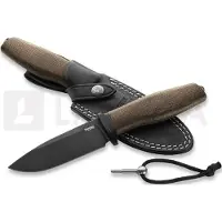 Lionsteel Acha AH B BLG Blackwashed M390, Green Burlap Micarta, Black Titanium Guard, faca fixa