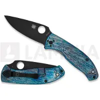 Spyderco Navalha Tenacious Blue Titanium Disarray D2, preto