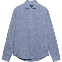 Superdry para homem. M4011103A Camisa de linho Riviera azul (XL), Casual, Manga comprida