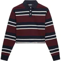 Superdry para mulher. W6012175A Polo Stripe Rugby borgonha (L), Casual, Algodão, Manga comprida