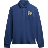Superdry para homem. M2014011A Pólo azul Vintage Athletic Rugby (L), Casual, Algodão, Manga comprida