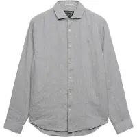 Superdry para homem. M4011103A Camisa Riviera Linen cinzenta (L), Casual, Cinza, Linho, Manga comprida