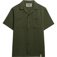 Superdry para homem. M4011123A Comerciante Camisa verde texturada (L), Casual, Algodão, Manga curta