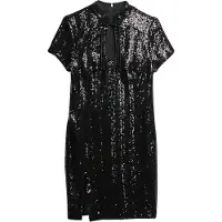 Superdry para mulher. W8011769A Vestido Mandarin Sequin preto (M), Casual, Sapatos de Festa, Náilon, Manga curta