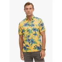 Superdry para homem. M4010947A Camisa com estampado havaiano amarelo (XXL), Casual, Modal, Manga curta