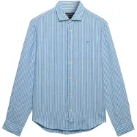 Superdry para homem. M4011103A Camisa de linho Riviera azul (XXL), Casual, Manga comprida