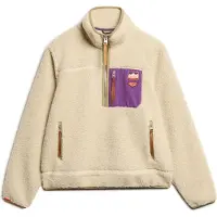 Superdry para mulher. W2012343A Vintage Retro bege com meio fecho de correr (XS), Casual, Poliéster