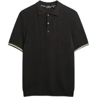 Superdry para homem. M1110441A Pólo de textura preto (L), Casual, Algodão, Manga curta