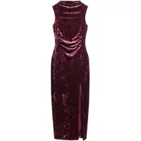 Superdry para mulher. W8011695A Vestido Velvet cor de bordô (XL), Sapatos de Festa, Poliéster, Sem mangas / correias, Borgonha