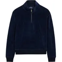 Superdry para mulher. W2012370A Camisola com meio fecho de correr Velour Half azul-marinho (M), Casual, Algodão