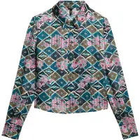 Superdry para mulher. W6012006A Camisa multicolorida com folhos (S), Casual, Viscoso, Manga comprida