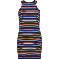 Superdry para mulher. W8011412A Vestido com logótipo Vintage Stripe Racer castanho (XXS), Casual, Lilás, Sem mangas / correias, Algodão orgâ