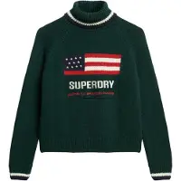 Superdry para mulher. W6110538A Camisola Americana Roll verde (M), Casual, Algodão