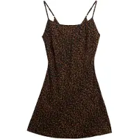 Superdry para mulher. W8012044A Vestido Bias Cut castanho (M), Marrom, Casual, Animal print, Poliéster, Sem mangas / correias