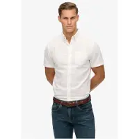 Superdry para homem. M4011093A Camisa City Cotton Linen branca (L), Branco, Casual, Algodão, Manga curta