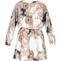 Faina Vestido de cocktail marinho / ouro / alperce / branco
