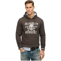 Superdry para homem. M2014350A Camisola com capuz Black Skull marrom (L), Casual, Algodão