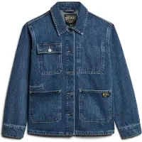 Superdry para mulher. W5011677A Casaco de ganga Chore azul (S), Casual, Algodão, Denim, Manga comprida