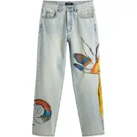 Desigual Calças de ganga azul / azul escuro / castanho ferrugento / amarelo