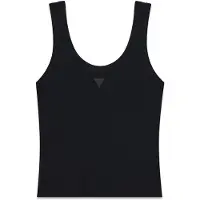 GUESS para mulher. W6YP51K4539 Top de alças com logo preto (M), Casual, Algodão, Sem mangas / correias