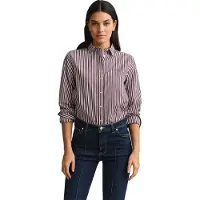 Gant para mulher. 4300214 Camisa de listras cor de bordô (34), Casual, Algodão, Clássico, Manga comprida, Borgonha
