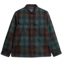 Superdry para homem. M4011050A Camisa verde Miller (S), Casual, Poliéster, Manga comprida