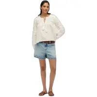 Superdry para mulher. W6012022A Blusa de renda branca Ibiza (M), Branco, Casual, Algodão, Manga comprida