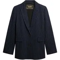 Superdry para mulher. W5012032A Americana Pinstripe Boyfriend marinho (L), Casual, Clássico, Poliéster