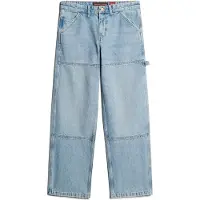 Superdry para mulher. W7011067A Calças de ganga azuis de cintura média Carpenter (34/30), Azul, Casual, Algodão, Denim