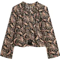 Superdry para mulher. W6012101A Blusa estampada multicolorida (S), Casual, Viscoso, Manga comprida