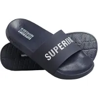 Superdry para mulher. WF310185A Chinelos com o logótipo da Code navy (40/41), Plano, Nenhum, Casual, Beachwear, Marinho