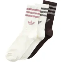 Adidas Originals Meias '3 STRIPES GLITTER CREW 3 PAIRS' castanho escuro / malva / mosqueado preto / branco