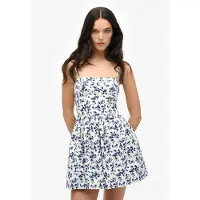 Superdry para mulher. W8011971A Vestido Cami azul (S), Casual, Algodão, Sem mangas / correias
