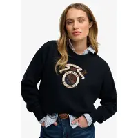 Superdry para mulher. W2012579A Sweatshirt Crest navy (S), Casual, Algodão, Marinho